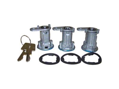 Crown Automotive Jeep Replacement Door Cylinder Kit, Left & Right, Front & Rear, 3 Cylinders w/ Keys - 8122874K3