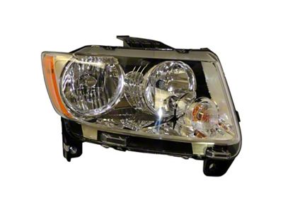 Crown Automotive Jeep Replacement Right Halogen Headlight Assembly for 11-17 Jeep MK Compass w/ Chrome Bezels - 68088868AA