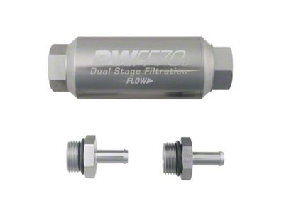 DeatschWerks 5/16in 10 Micron 70mm Compact In-Line Fuel Filter Kit - 8-03-70C-010K-516