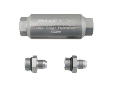DeatschWerks 6AN 10 Micron 70mm Compact In-Line Fuel Filter Kit - 8-03-70C-010K-6