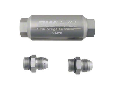 DeatschWerks 8AN 10 Micron 70mm Compact In-Line Fuel Filter Kit - 8-03-70C-010K-8