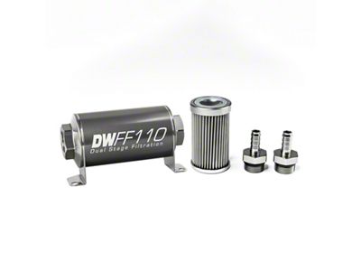 DeatschWerks Stainless Steel 3/8in 10 Micron Universal Inline Fuel Filter - 8-03-110-010K-38