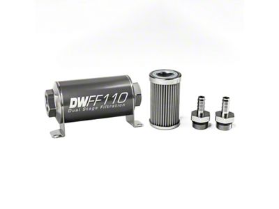 DeatschWerks Stainless Steel 3/8in 100 Micron Universal Inline Fuel Filter - 8-03-110-100K-38