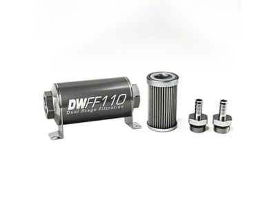 DeatschWerks Stainless Steel 3/8in 40 Micron Universal Inline Fuel Filter - 8-03-110-040K-38