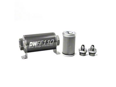 DeatschWerks Stainless Steel 6AN 10 Micron Universal Inline Fuel Filter - 8-03-110-010K-6