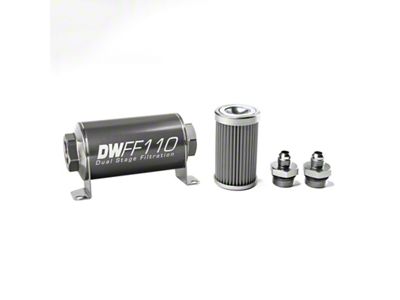 DeatschWerks Stainless Steel 6AN 100 Micron Universal Inline Fuel Filter - 8-03-110-100K-6