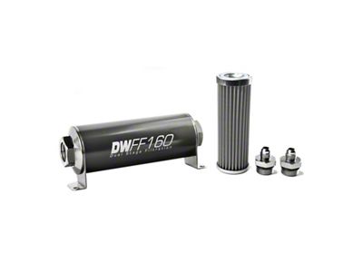 DeatschWerks Stainless Steel 6AN 100 Micron Universal Inline Fuel Filter - 8-03-160-100K-6