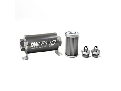DeatschWerks Stainless Steel 6AN 40 Micron Universal Inline Fuel Filter - 8-03-110-040K-6