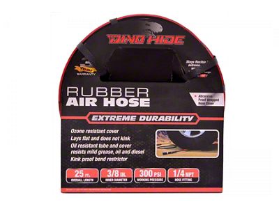 Dino-Hide Rubber Air Hose Assembly; 3/8-Inch x 25-Foot