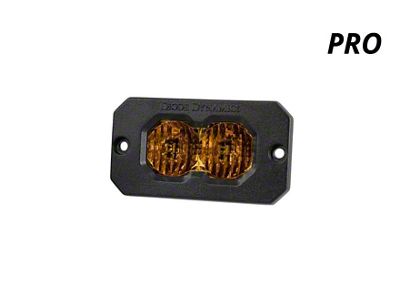 Diode Dynamics Stage Series C2 2.0 Pro Flush Mount LED Pod Light with Amber Backlight; Yellow Flood (Universal; Some Adaptation May Be Required)