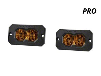 Diode Dynamics Stage Series C2 2.0 Pro Flush Mount LED Pod Lights with Amber Backlight; Yellow Flood (Universal; Some Adaptation May Be Required)