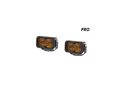 Diode Dynamics Stage Series C2 2.0 Pro Standard LED Pod Lights with Amber Backlight; Yellow Flood (Universal; Some Adaptation May Be Required)
