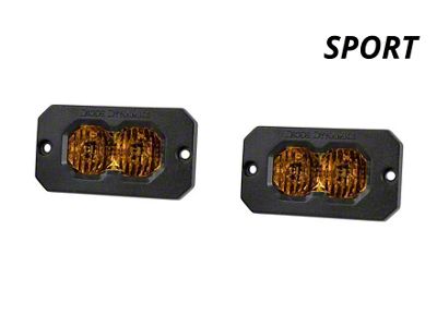Diode Dynamics Stage Series C2 2.0 Sport Flush Mount LED Pod Lights with Amber Backlight; Yellow Combo/Driving (Universal; Some Adaptation May Be Required)
