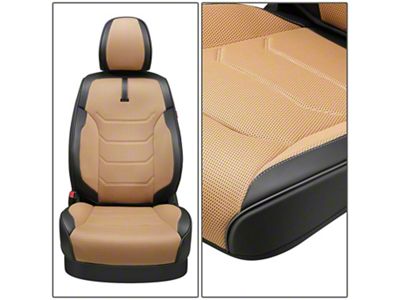DNA Motoring Sport Series Front Seat Covers; Beige/Black (Universal; Some Adaptation May Be Required)