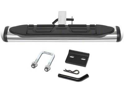 DNA Motoring 2-Inch Receiver Hitch Oval Step; Silver (Universal; Some Adaptation May Be Required)