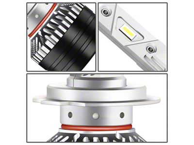 DNA Motoring 6000K LED Headlight Bulbs; H7