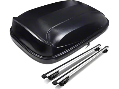 DNA Motoring Roof Rack Cross Bars with Lockable Cargo Box; 47-Inch Cross Bars; Black (Universal; Some Adaptation May Be Required)