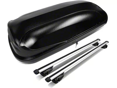 DNA Motoring Roof Rack Cross Bars with Lockable Cargo Box; 53-Inch Cross Bars; Black (Universal; Some Adaptation May Be Required)