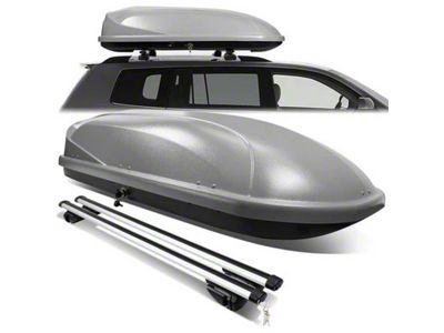 DNA Motoring Roof Rack Cross Bars with Lockable Cargo Box; 53-Inch Cross Bars; Gray (Universal; Some Adaptation May Be Required)