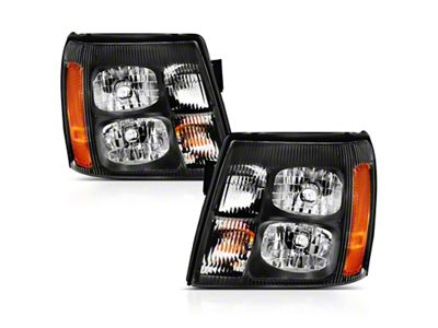 Anzo USA 2003-2006 Cadillac Escalade Crystal Headlight Black Amber - 111423