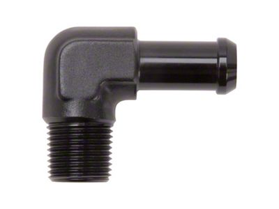 Edelbrock Hose End 90-Degree 3/8In NPT to 1/2In Barb Black - 8163