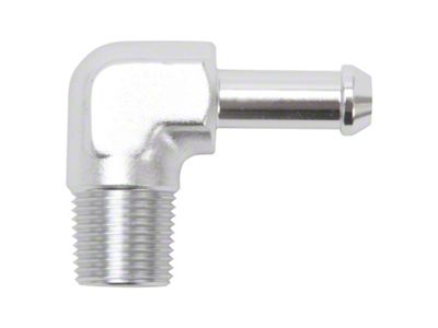 Edelbrock Hose End 90-Deg 3/8In NPT to 3/8In Barb Clear - 8168