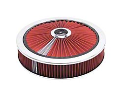 Edelbrock Pro-Flo 14-Inch Round Air Cleaner; Chrome; Red Filter 