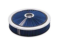 Edelbrock Pro-Flo 14-Inch Round Air Cleaner; Chrome; Blue Filter 