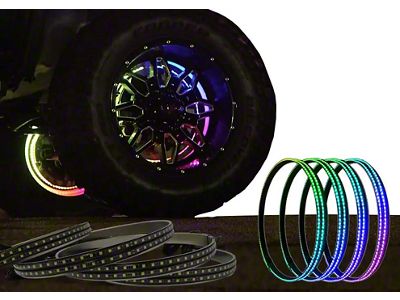 Flashtech Double Row Color Chase RGB LED Wheel Light Kit; 17-Inch (Universal; Some Adaptation May Be Required)