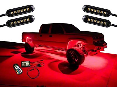 Flashtech Magnetic Mini RGBW Rock Light Kit with IR App Control; 4-Piece (Universal; Some Adaptation May Be Required)