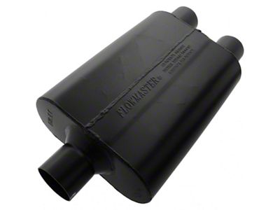 Flowmaster Super 44 Series; Center/Dual Out Oval Muffler; 2.50-Inch Inlet/2.50-Inch Outlet (Universal; Some Adaptation May Be Required)