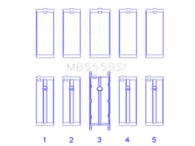 King Engine Bearings Ford R6A/114Ci 1.9L/121Ci 2.0L Size +0.50mm Main - MB5558SI0.5