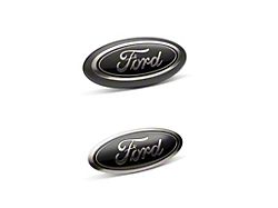 Ford Racing Grille and Tailgate Emblems; Black (18-23)