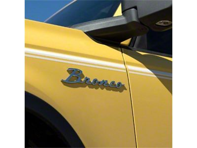 Ford Performance 21-23 Bronco Script Fender Badge - Silver - M-1447-BSS