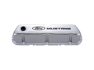 Ford Performance Racing Mustang Logo Stamped Steel Chrome Valve Covers - 302-100