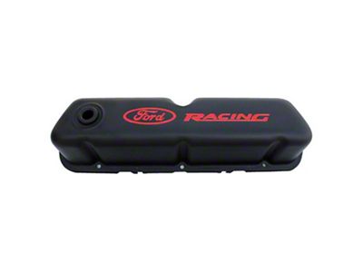 Ford Performance Logo Stamped Steel Black Satin Valve Covers Black - 302-072