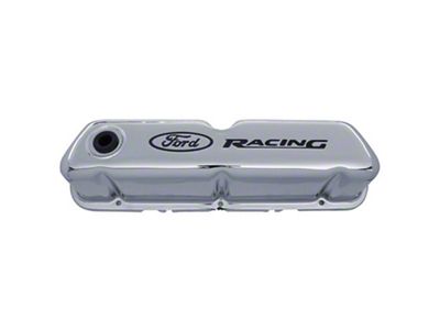 Ford Performance Racing Logo Stamped Steel Valve Covers - Chrome - 302-071