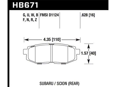 Hawk Performance 13-16 Scion FR-S 2.0L Base OE Incl.Clips Shims Rear - HB671D.628