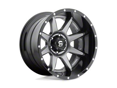 Fuel Wheels Rampage Matte Gunmetal with Black Lip Wheel; 22x14; -70mm Offset; 5x127mm Bolt Pattern; 78.10mm Hub Bore