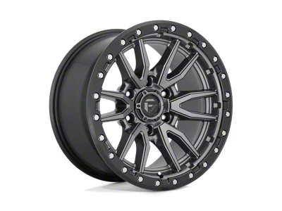 Fuel Wheels Rebel Matte Gunmetal with Black Bead Ring Wheel; 18x9; -12mm Offset