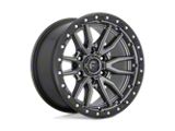 Fuel Wheels Rebel Matte Gunmetal with Black Bead Ring Wheel; 18x9; -12mm Offset; 5x139.7mm Bolt Pattern; 78.10mm Hub Bore
