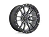 Fuel Wheels Rebel Matte Gunmetal with Black Simulated Bead Ring Wheel; 20x9; 20mm Offset; 6x135mm Bolt Pattern; 87.10mm Hub Bore