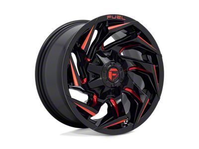 Fuel Wheels Reaction Gloss Black Milled with Red Tint Wheel; 15x8; -18mm Offset; 5x114.3/5x120.65mm Bolt Pattern; 72.56mm Hub Bore