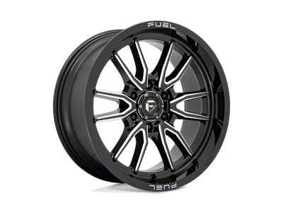 Fuel Wheels Clash Gloss Black Milled Wheel; 20x9; 1mm Offset; 6x139.7mm Bolt Pattern; 106.10mm Hub Bore