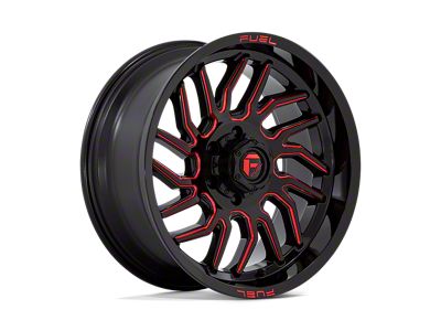 Fuel Wheels Hurricane Gloss Black Milled with Red Tint Wheel; 20x9; 1mm Offset; 6x139.7mm Bolt Pattern; 106.10mm Hub Bore