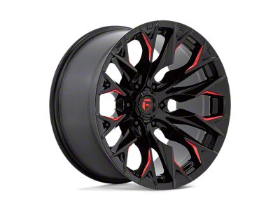 Fuel Wheels Flame Gloss Black Milled with Red Accents Wheel; 20x10; -18mm Offset