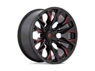 Fuel Wheels Flame Gloss Black Milled with Candy Red Wheel; 22x10; -18mm Offset