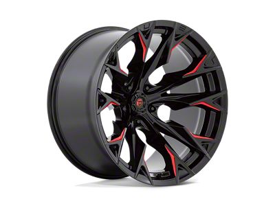 Fuel Wheels Flame Gloss Black Milled with Candy Red Wheel; 22x12; -44mm Offset