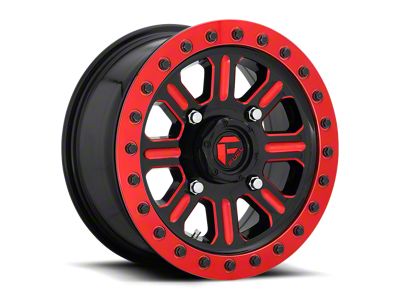Fuel Wheels Hardline Beadlock Gloss Black Red Tinted Clear Wheel; 15x10; 25mm Offset