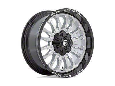 Fuel Wheels Arc Silver Brushed Face with Milled Black Lip Wheel; 20x10; -18mm Offset